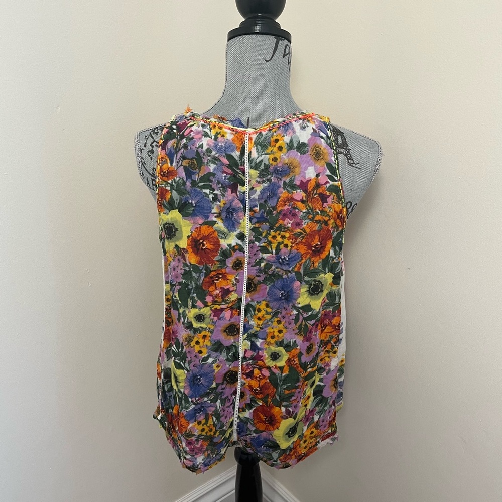 Anthro. RAGA Floral Swing Sleeveless Blouse, XS - Picture 3 of 11